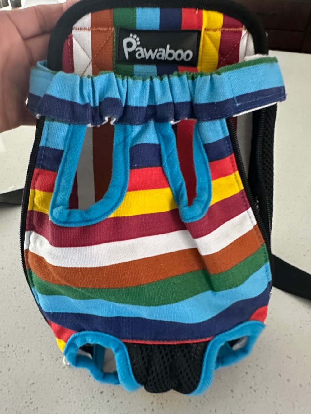 Pawaboo Striped puppy/ dog/ cat  Carrier in rainbow stripes. Size S.